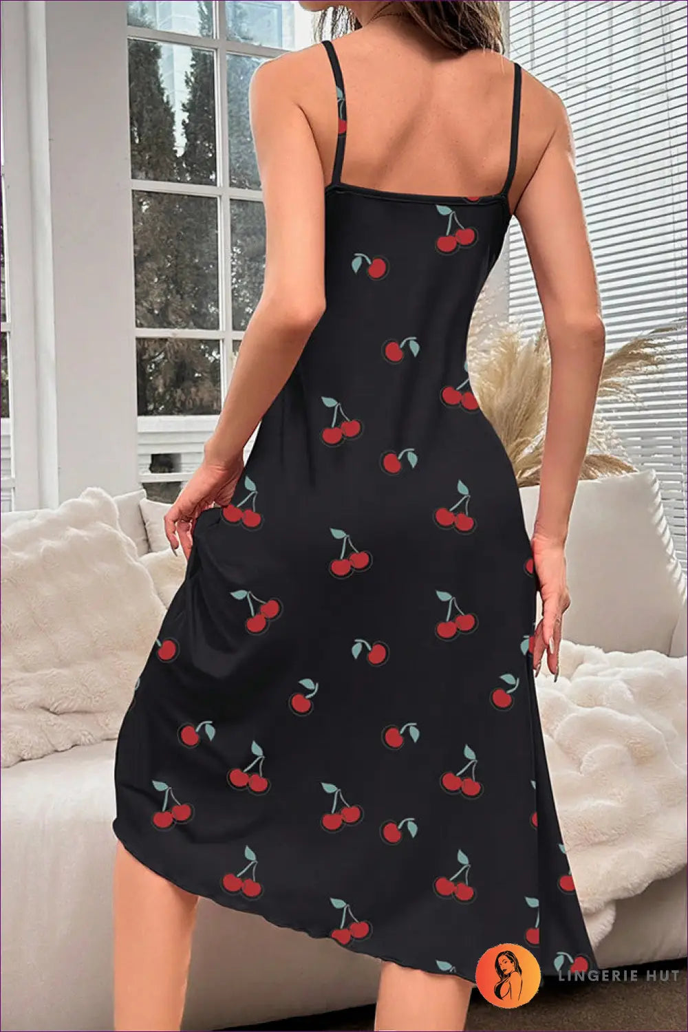 Charming Cherry Print Nightdress - Sweet Dreams Await