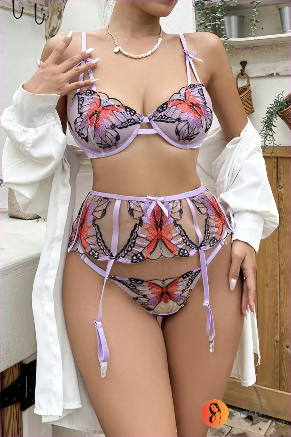 Embrace Your Grace With Our Charming Floral Lingerie Set! Indulge In Seductive Allure Delicate Patterns,