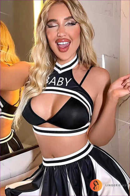 Cheerleader Costume Set - Fantasy Roleplay Ready - Outfit - Lingerie Hut - Backless • Clubwear • Cutout • Halter