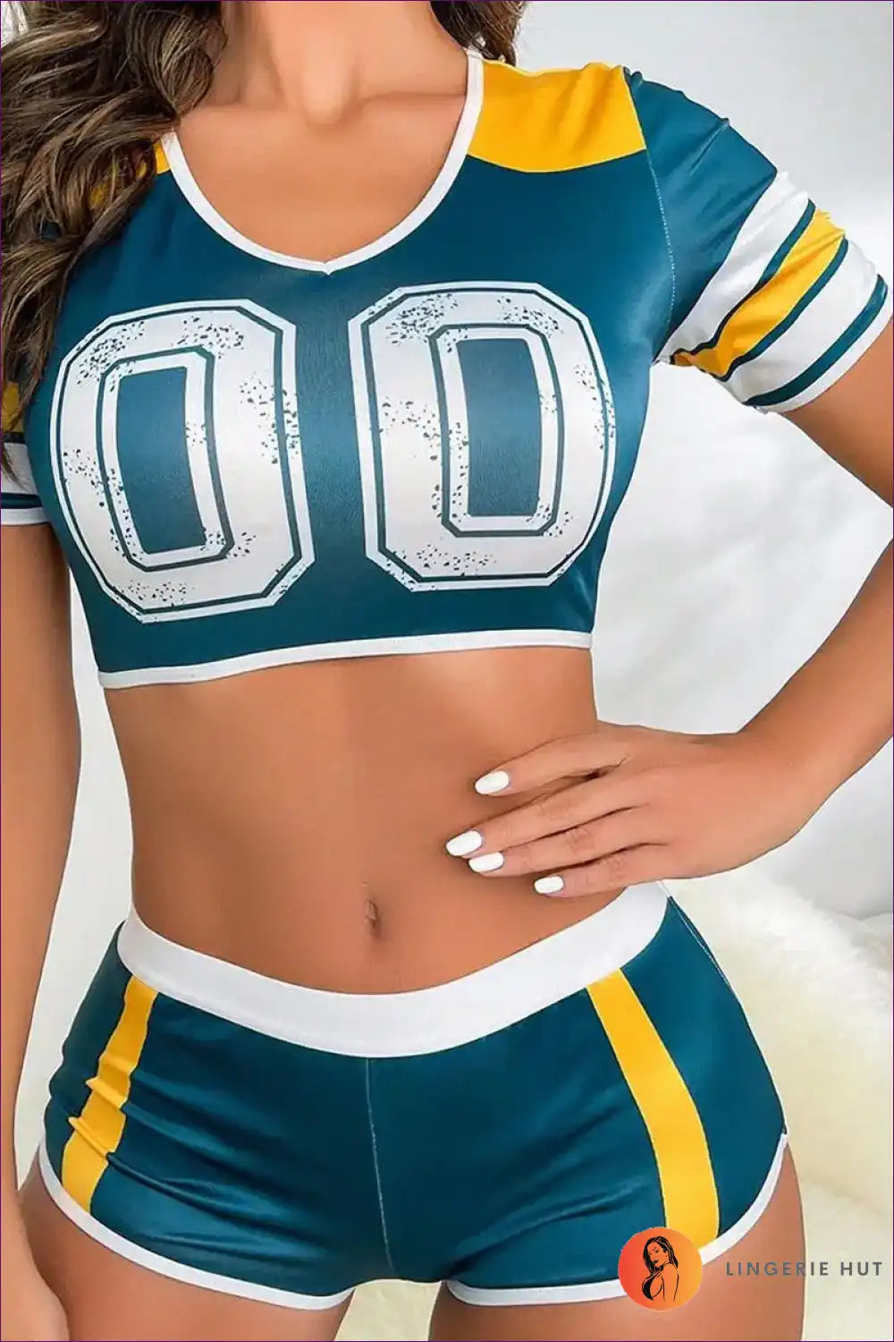 Cheerleading Uniform with Bold Stripes - Dynamic Vibe for Activewear, Casual, co Ord, Costume, Crop