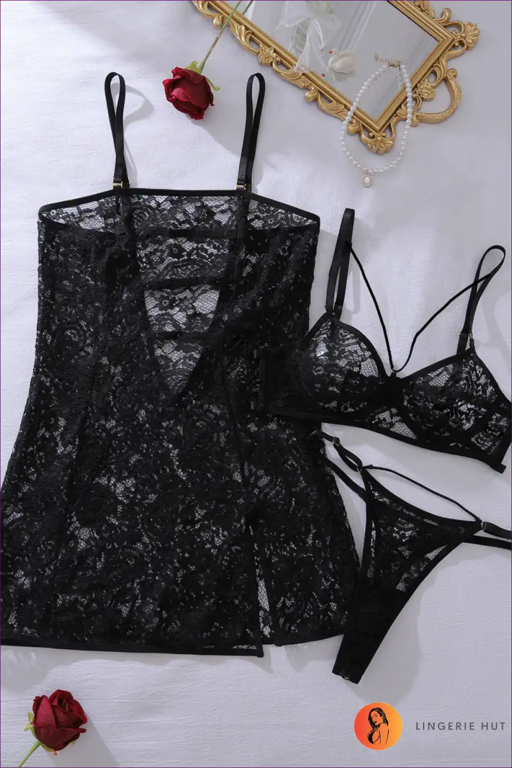 Chemise with Strappy Back Detail - Intimate Elegance for All Season, Backless, Boudoir, Chemise, Cutout