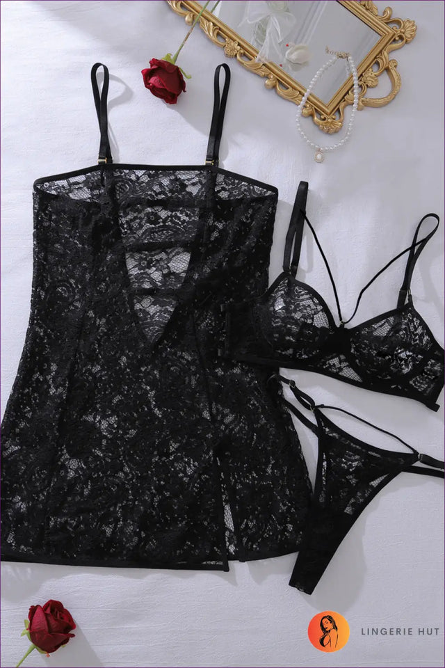 Sheer Lace Strappy Teddy