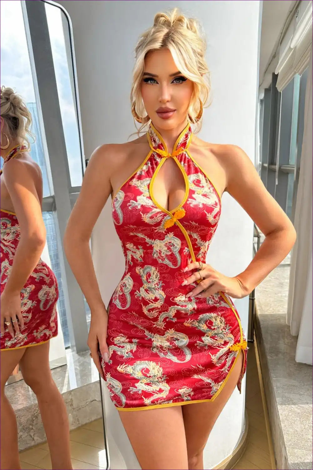 Cheongsam with Dragon Print - Cultural Elegance for All Season, Dress, Dresses, Evening Wear, Formal Wear