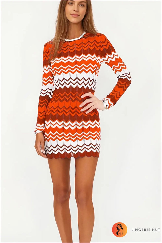 Chevron Knit Bodycon Mini Dress - Worth a Second Look