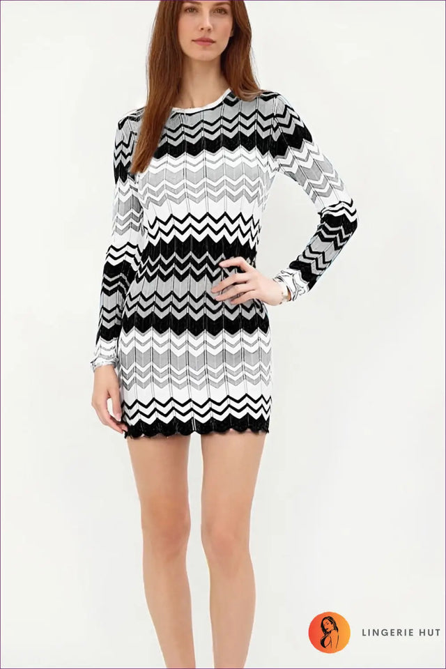 Chevron Knit Bodycon Mini Dress - Worth a Second Look
