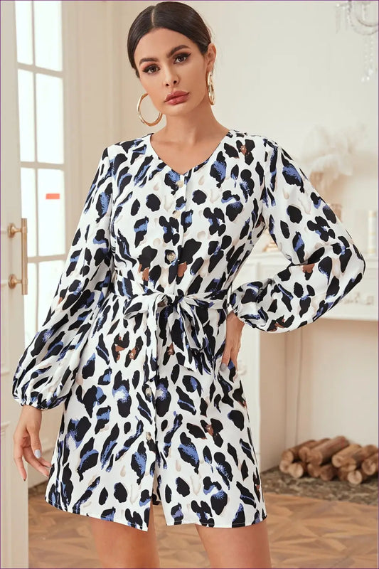 Embrace Sophistication With Our Chic Animal Print A-line Dress. Elevate Your Daily Style Effortlessly! Pair