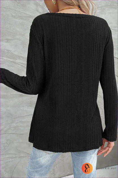 Chic Asymmetric Button-detail Ribbed Sweater - Effortless Elegance for Autumn, Casual, Everyday, Glamour,