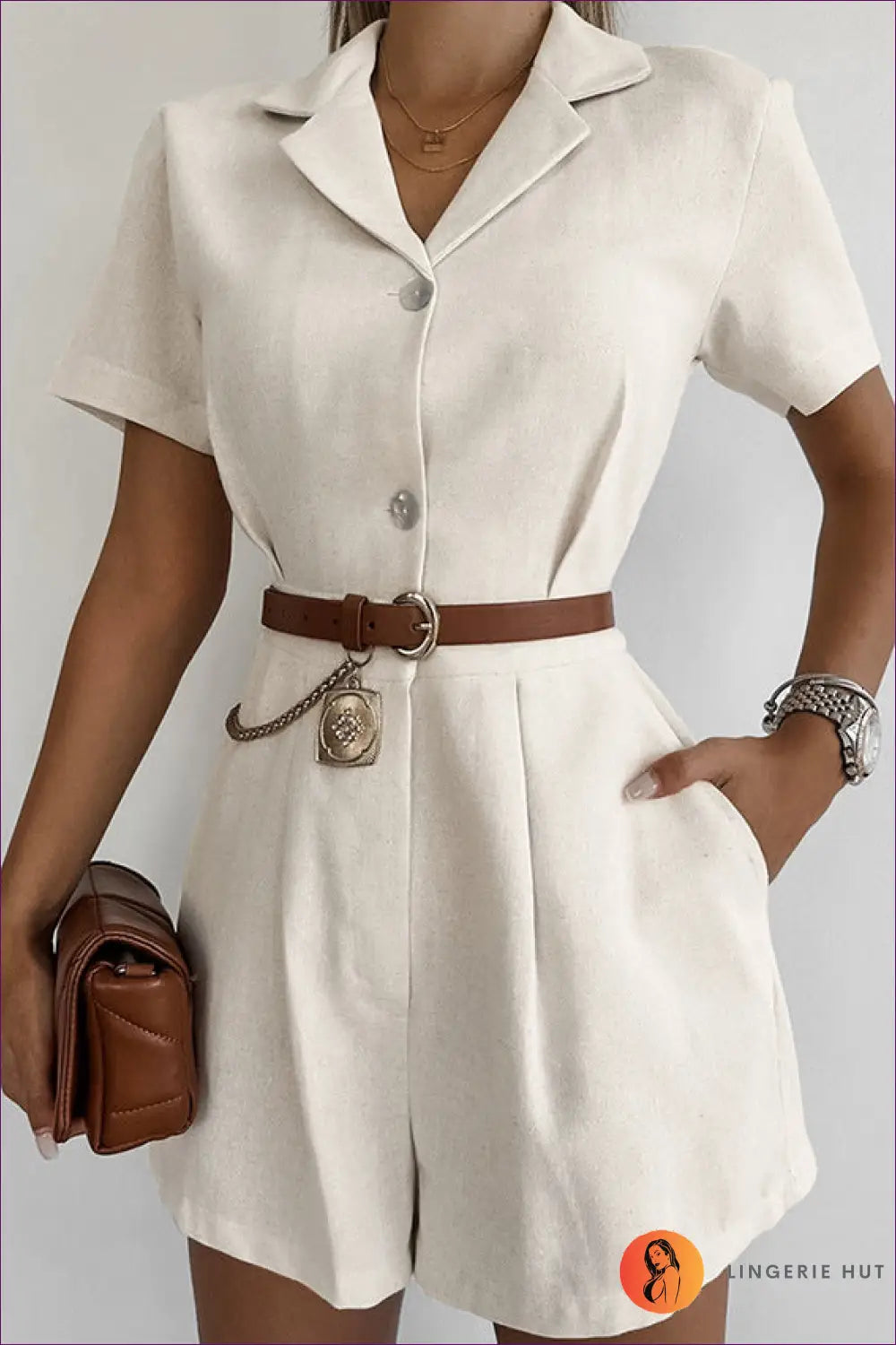 Chic Beige Romper - Effortless Style For S, x