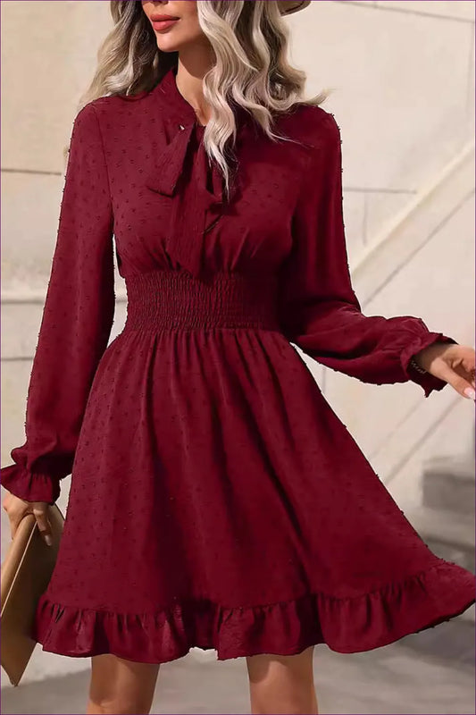 Chic Burgundy Bow-tie Dress