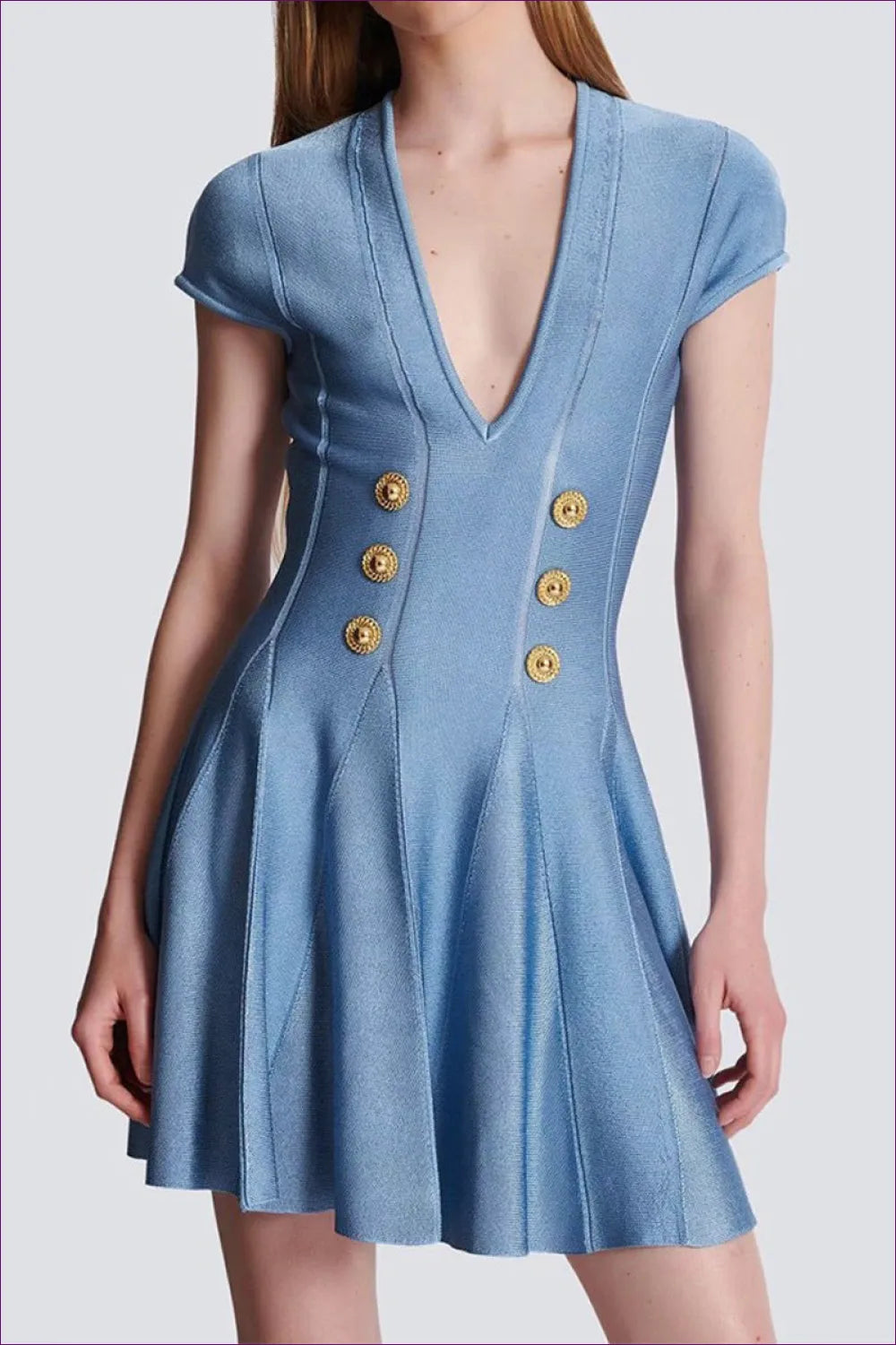 Chic Button-detail Dress – Elegant Glam For x