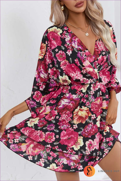 Embrace Boho Elegance With Our Chic And Comfortable Printed V-neck Dress. Durable Polyester, Charming Floral