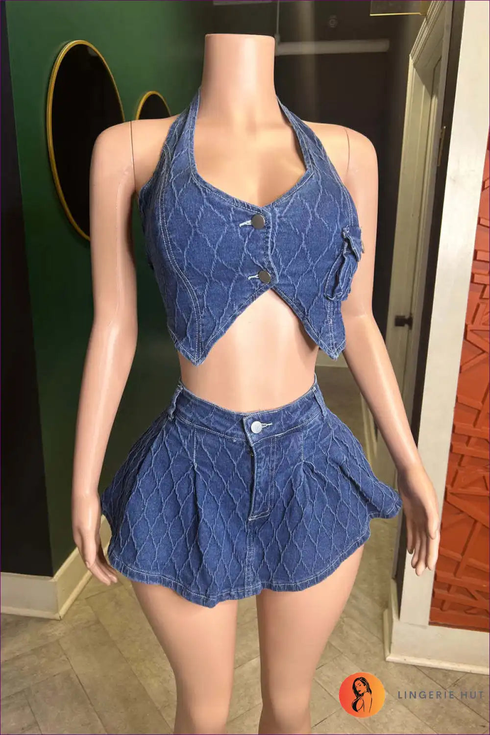 Sexy Denim Halter Set - Summer Allure