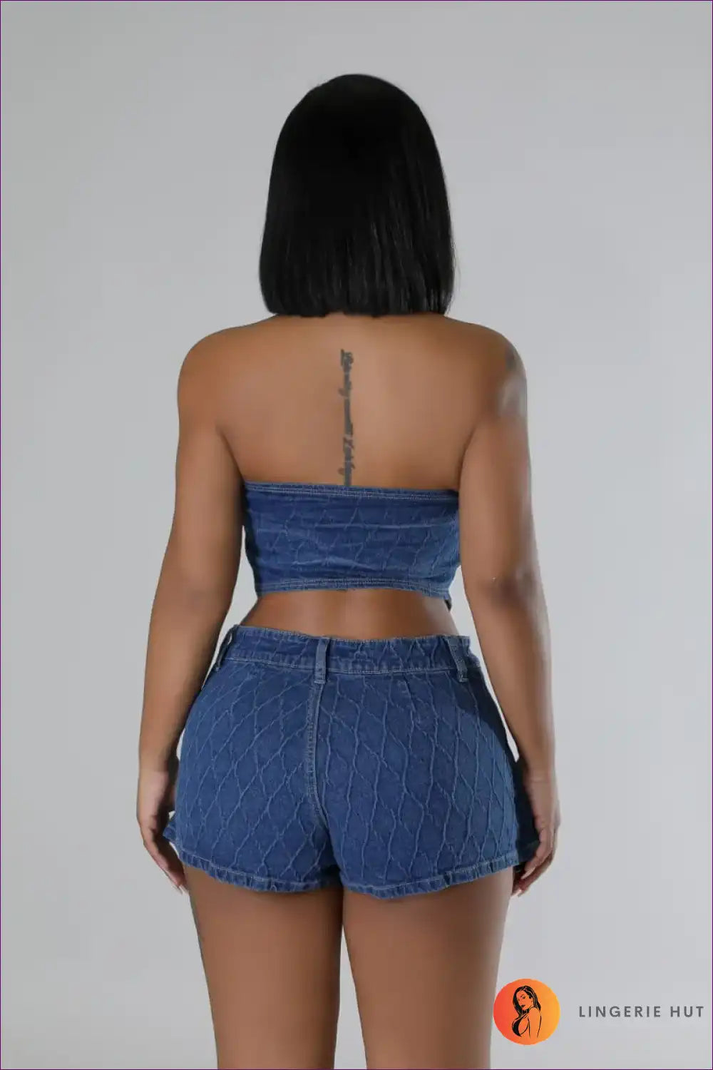 Sexy Denim Halter Set - Summer Allure For Co Ord, Date Night, Halter, Sexy, Skirt