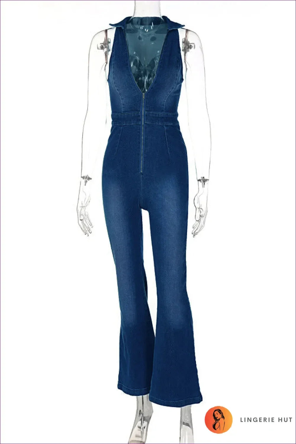 Step Into Elegance With Our Chic Denim Jumpsuit. Featuring a Regular Fit And High-quality Denim, This Jumpsuit