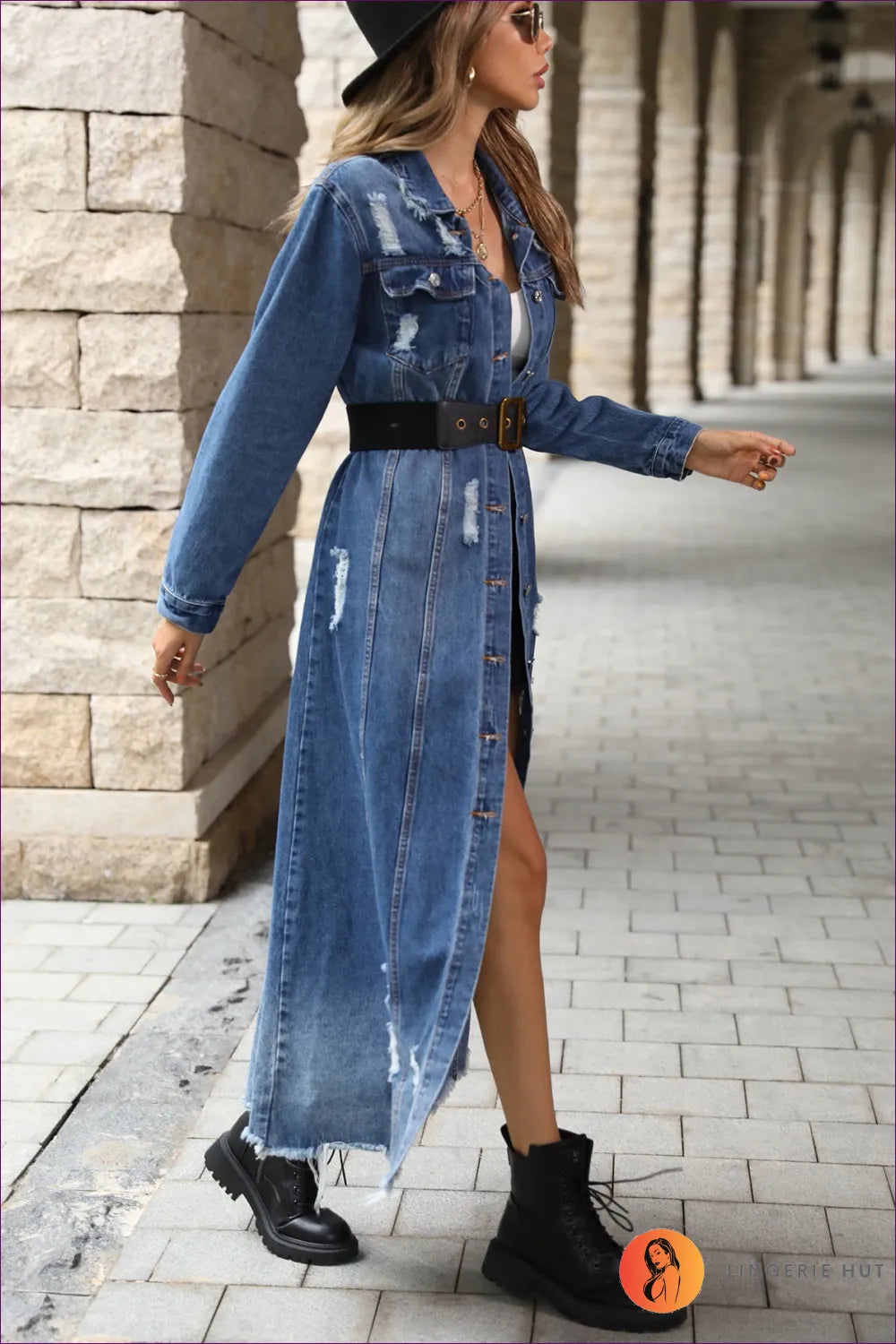 Elevate Your Daily Style With Our Chic Denim Maxi Dress. Effortlessly Versatile a Split Detail, Perfect For