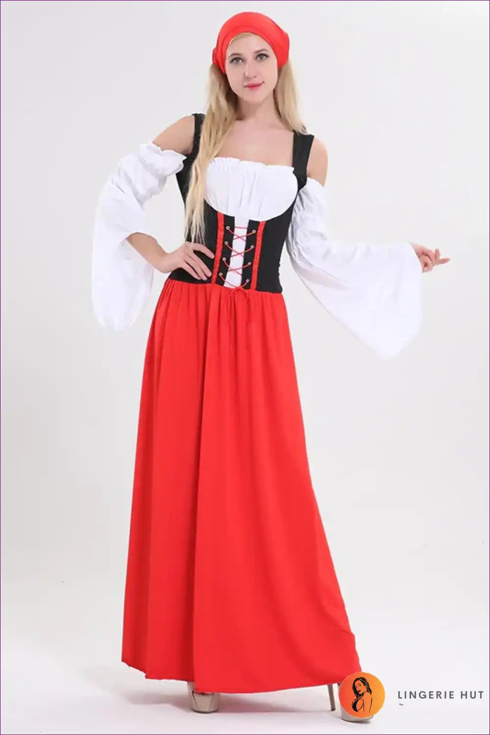 Chic Dirndl: Oktoberfest Bavarian Costume for A-line, Autumn, Costume, Evening Wear, Maxi