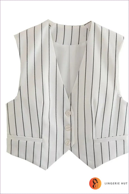 Define Your Fall Style With Our Chic Fall Striped Bare Back Double Layer Vest. It Exudes Timeless Elegance