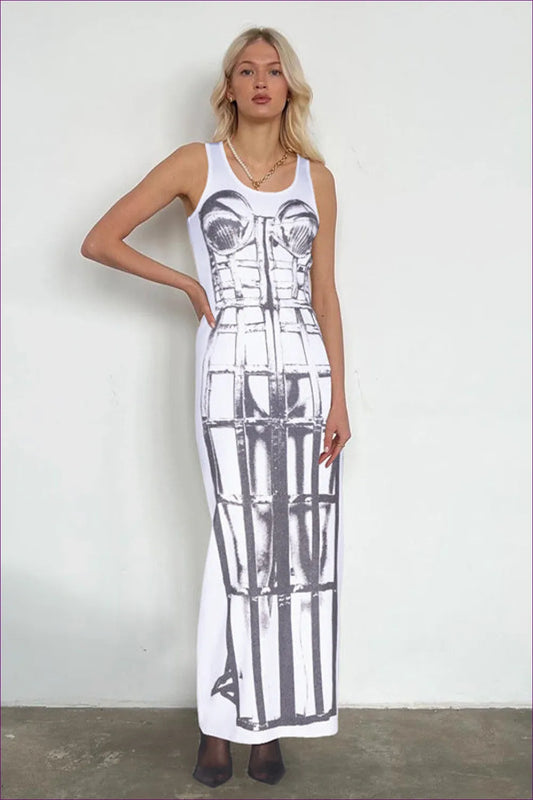 Chic Graphic Print Maxi Dress - Statement Style