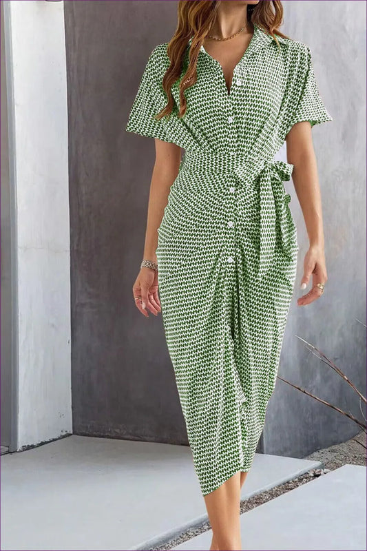 Chic Green Printed Dress - Effortless Elegance For x