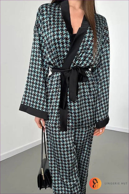 Chic Houndstooth Co-ord Set - Effortless Elegance for Casual, co Ord, Glamour, Loungewear, Party