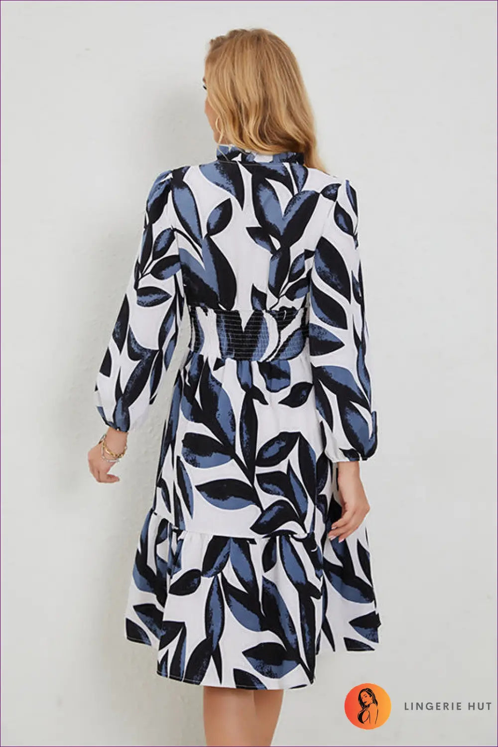 Chic Leaf-print Midi Dress - Breezy Elegance