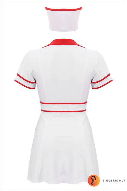 Chic Nurse Dress with Bold Red Accents for All Season, Clubwear, Costume, Dresses, Evening Wear