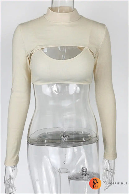 Elevate Your Style With Our Must-have Chic Ribbed Mock Neck Crop Top, Featuring a Cozy Cotton Fabric. Limited