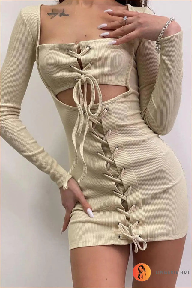 Faux Two-Piece Mini Dress with Cutout - Summer Evenings Sorted
