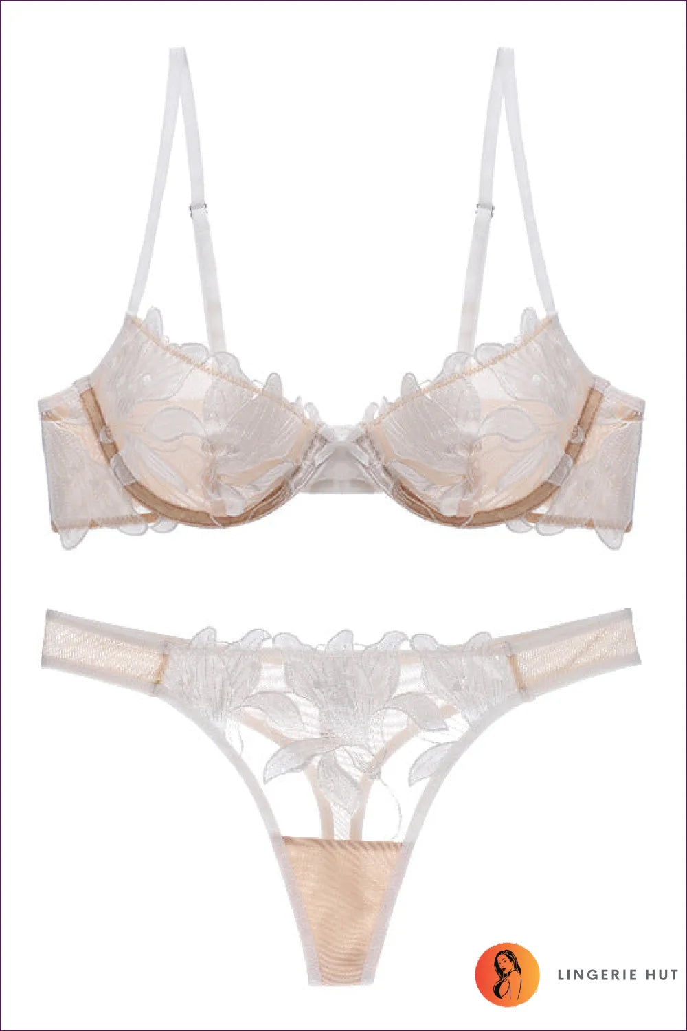 Elevate Your Confidence With Our Chic Underwire Sheer Lingerie Set! Mesh, Underwire Support, And Intricate