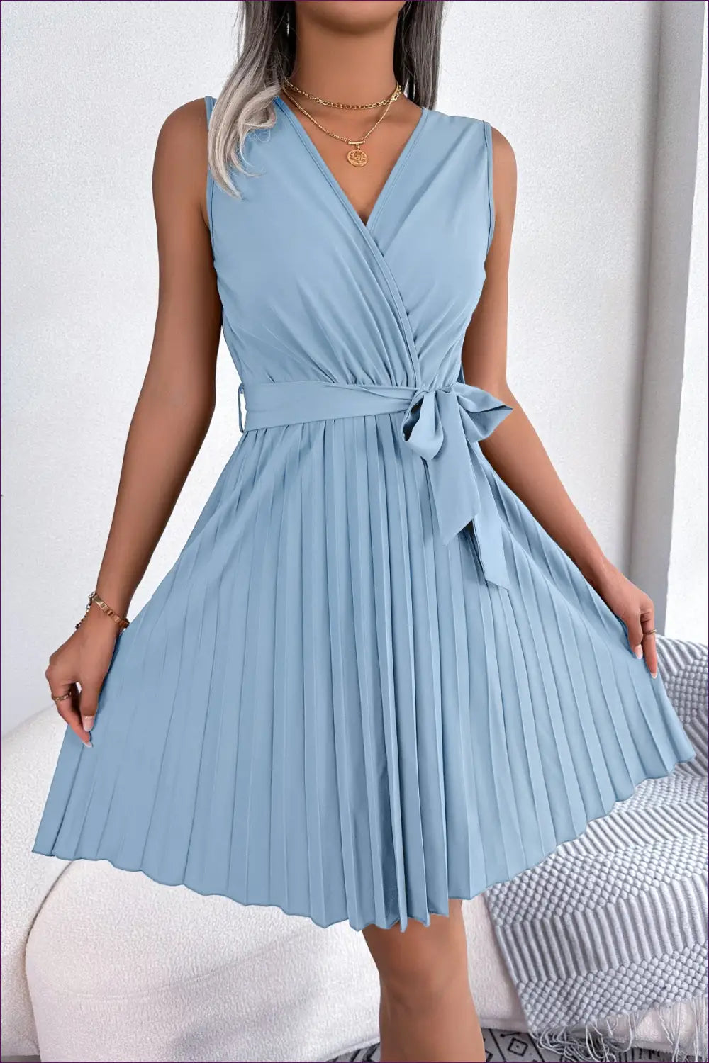 Chiffon Belted A-line Dress - Everyday Summer Ease - Dresses - Lingerie Hut - Casual