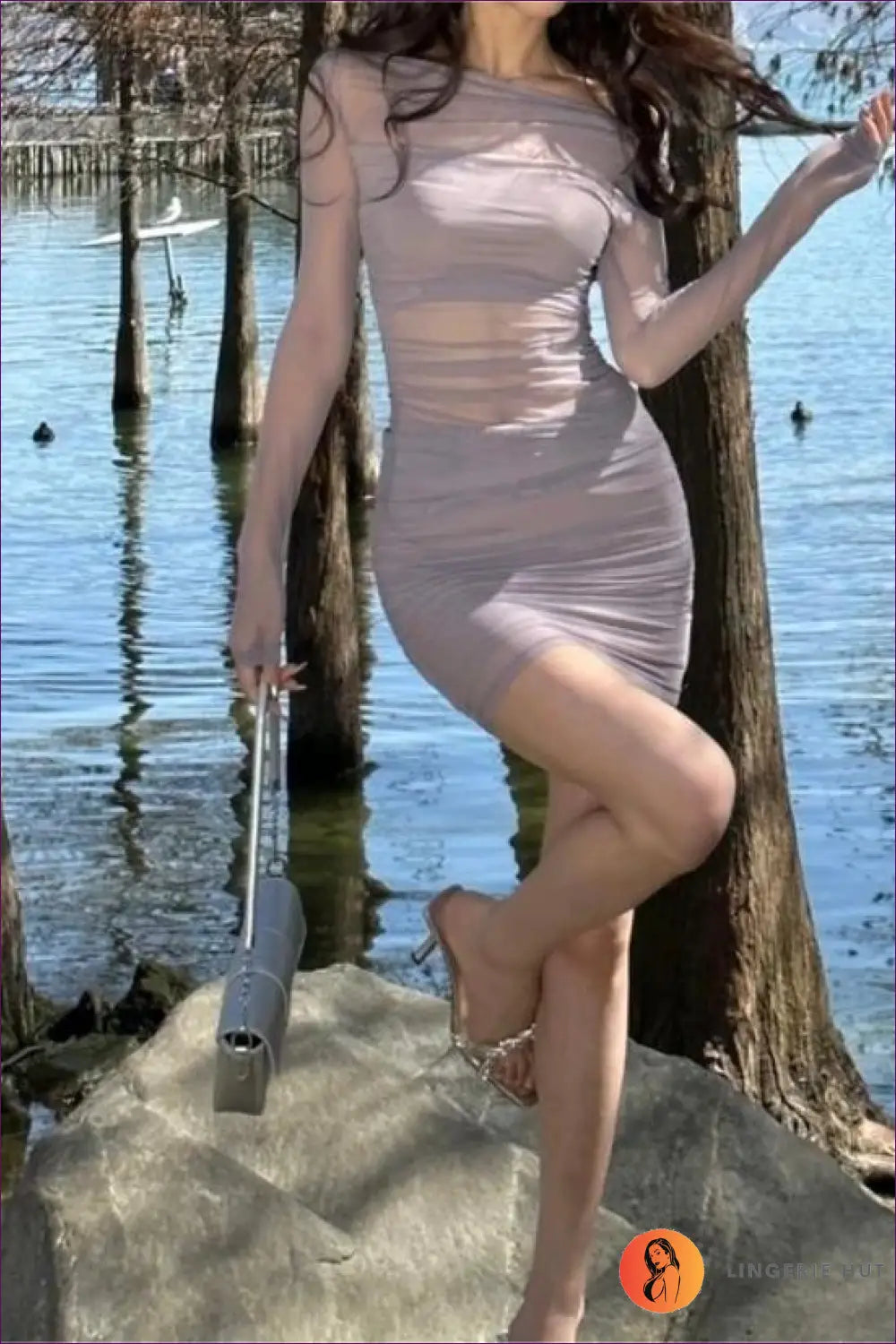 Chiffon Lace co Ord Set - Effortless Evening Glamour - one Size / Lavender - Outfit Sets - Lingerie Hut - Autumn