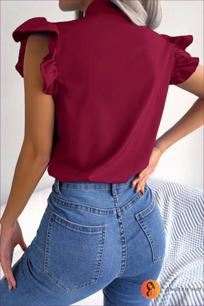 Chiffon Tie Neck Blouse - Quiet Confidence for Work & Beyond - Top - Shirts Tops - Lingerie Hut - Casual • Cutout