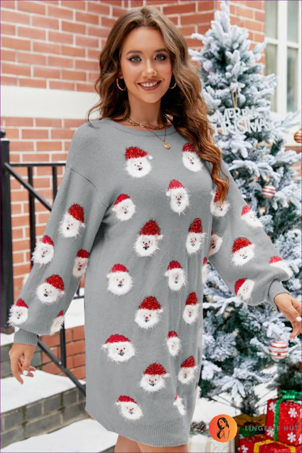 Embrace Festive Comfort With Lingerie Hut’s Christmas Casual Loose-fit Printed Sweater Dress. Perfect For