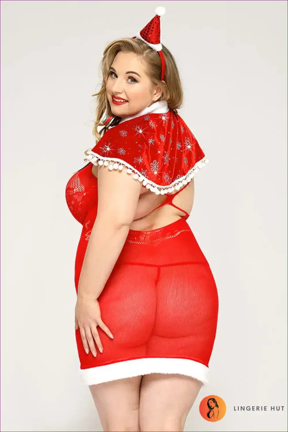 Christmas Costume with Sheer Bodice - Festive Fantasy Mood for Boudoir, Costume, Crochet, just In, Lingerie