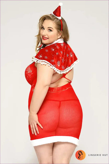 Christmas Costume with Sheer Bodice - Festive Fantasy Mood for Boudoir, Costume, Crochet, just In, Lingerie