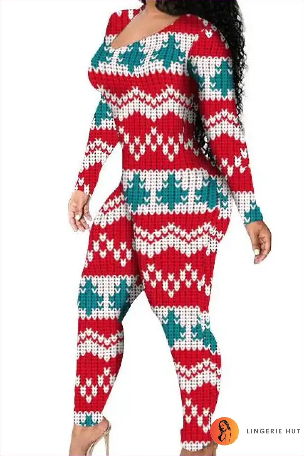 Christmas Print Jumpsuit - Multi1 / s - Bodycon • Casual • Clothing • Clubwear • Lingerie Hut