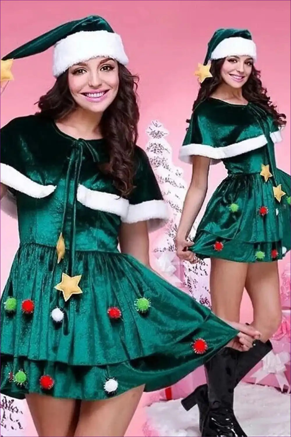 Shine Bright This Festive Season With Lingerie Hut’s Christmas Tree Pleated Mini Dress. Quality, Style,