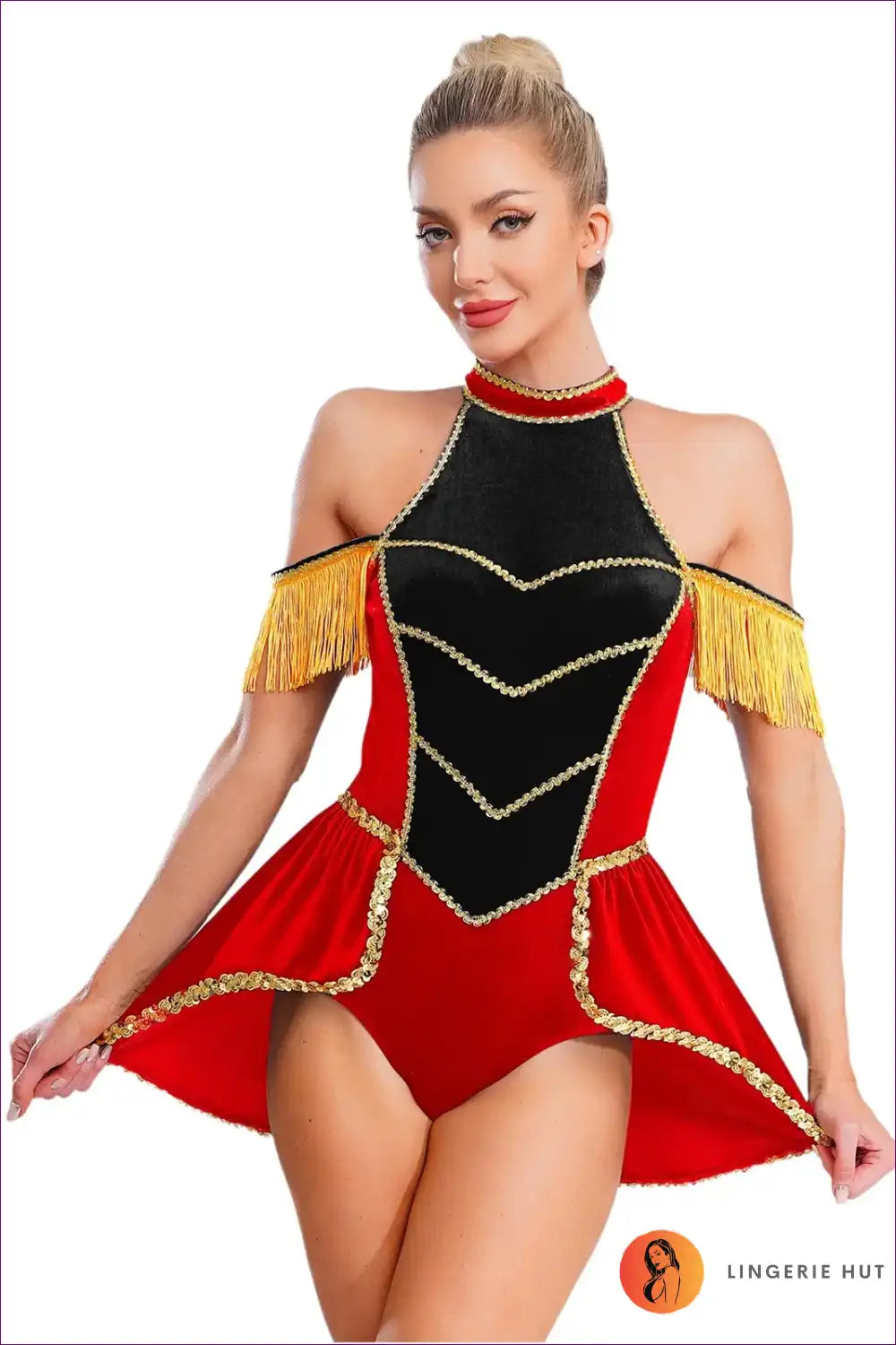 Circus Guard Bodysuit with Velvet Tassel - Statement Party Costume for Bodysuit, Costume, Glamour, Halloween,