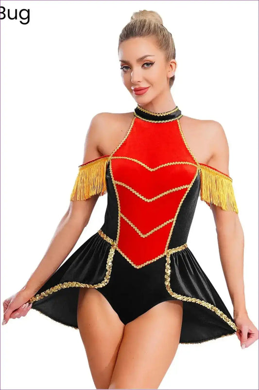 Circus Guard Bodysuit with Velvet Tassel - Statement Party Costume for Bodysuit, Costume, Glamour, Halloween,
