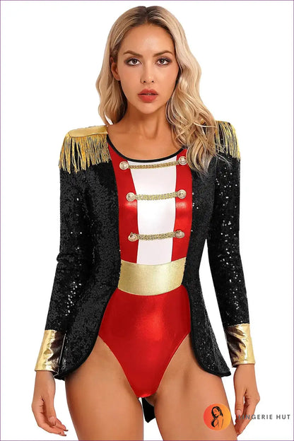 Circus Guard Bodysuit with Velvet Tassel - Statement Party Costume for Bodysuit, Costume, Glamour, Halloween,