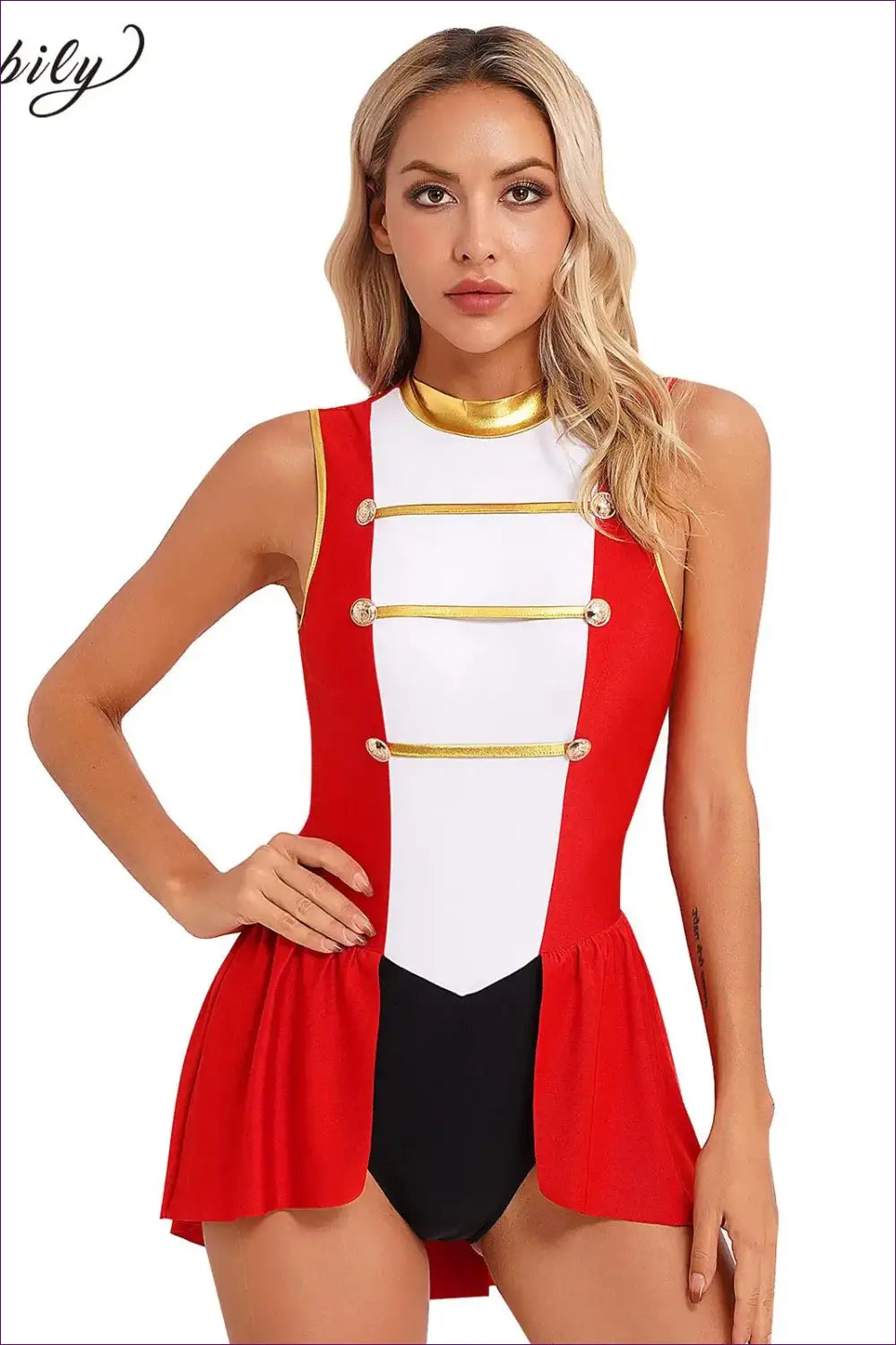 Circus Ringmaster Costume with Metallic Trim - Command the Spotlight - Bodysuit - Lingerie Hut - Backless • Clubwear