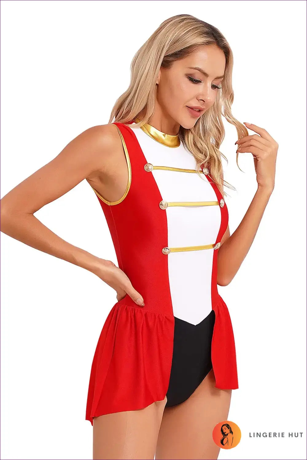 Circus Ringmaster Costume with Metallic Trim - Command the Spotlight - Bodysuit - Lingerie Hut - Backless • Clubwear