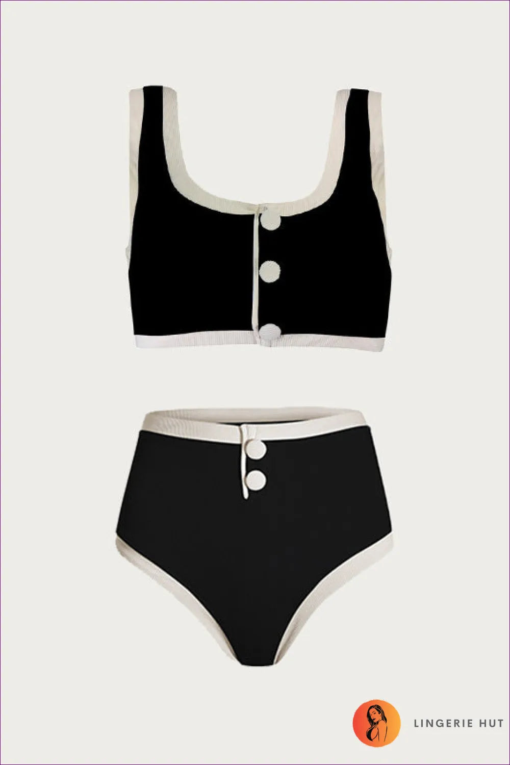 Classic Black & White Split Swimsuit - High-grade Boho Chic For x