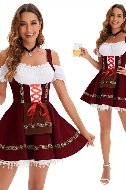 Classic Dirndl Beer Maiden Dress for Oktoberfest & Carnival A-line, Casual, Costume, Everyday,