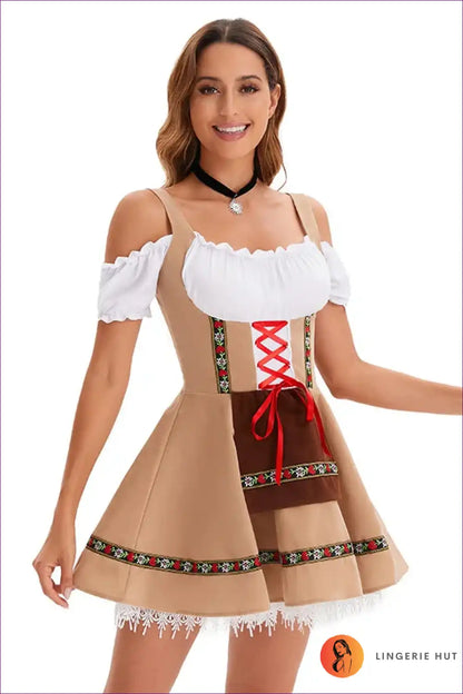 Classic Dirndl Beer Maiden Dress for Oktoberfest & Carnival A-line, Casual, Costume, Everyday,