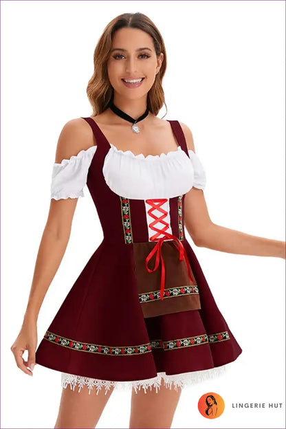 Classic Dirndl Beer Maiden Dress for Oktoberfest & Carnival A-line, Casual, Costume, Everyday,