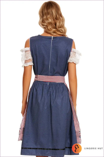 Classic Gingham Dirndl Dress - Bavarian Charm 🎀 for Costume, Oktoberfest