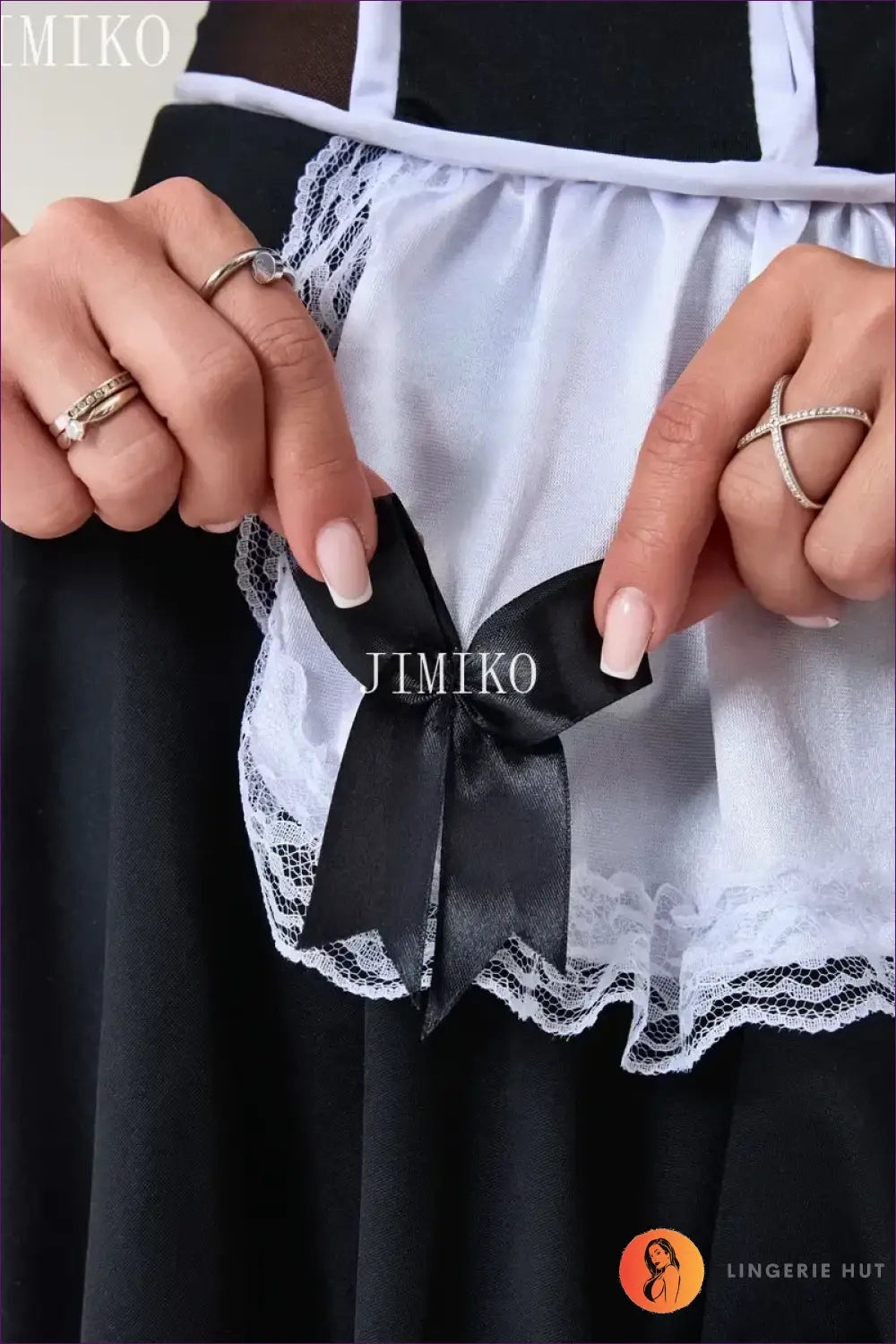 Classic Maid Costume with Apron and Headband - Effortless Role-play - Outfit Set - Apron • Lace • Mini - Lingerie Hut
