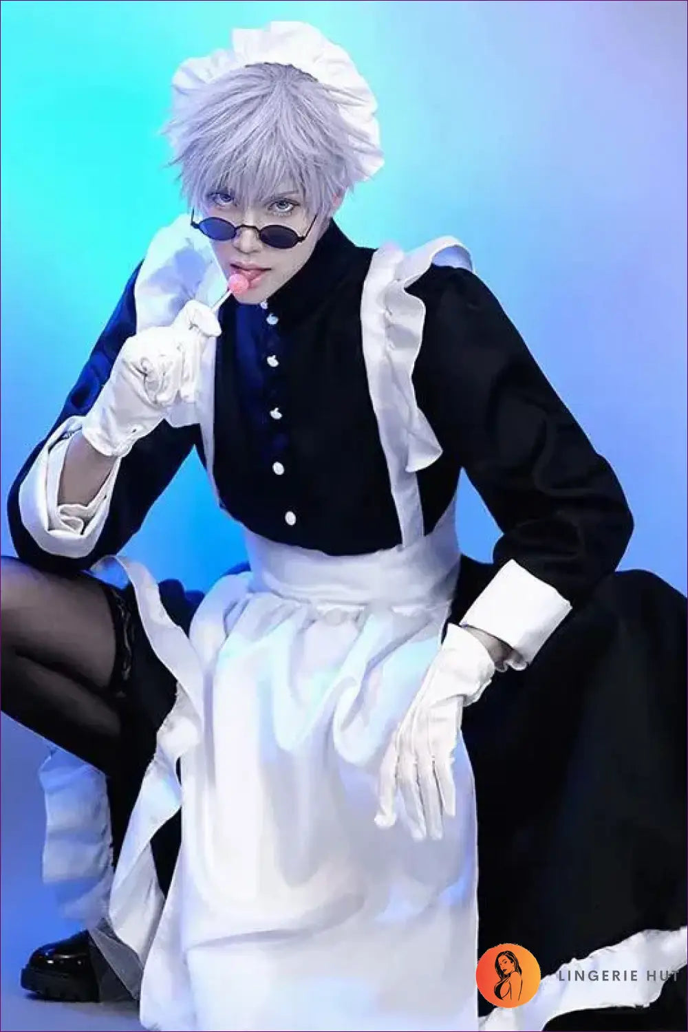 Classic Maid Costume with Apron & Headdress - Fantasy Roleplay Ready - Outfit Set - Lingerie Hut - A-line • All Season