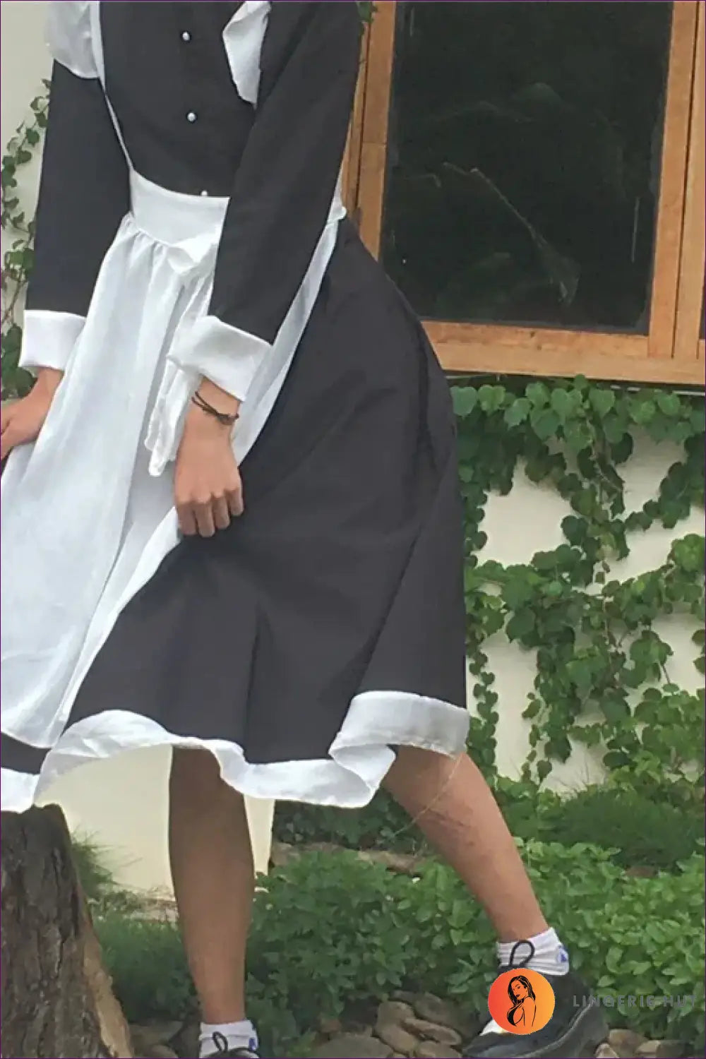 Classic Maid Costume with Apron & Headdress - Fantasy Roleplay Ready - Outfit Set - Lingerie Hut - A-line • All Season